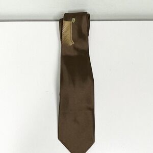 60s Mens MCM Vtg Neck Tie ITALY Skinny Slim Jazz Rat Pack Madmen Atomic Brown